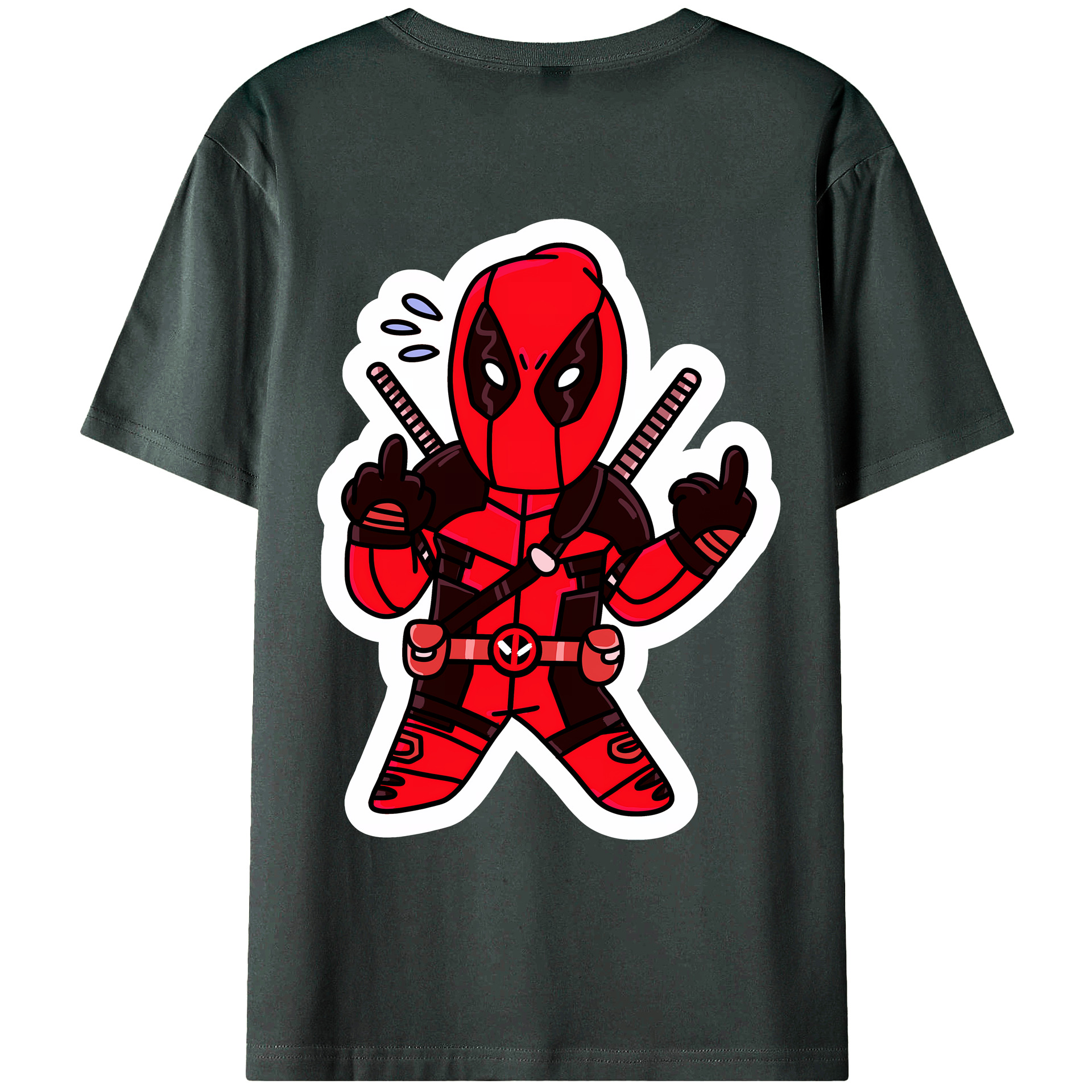 （画像用） Deadpool デッドプール 綿100％ メンズ半袖Tシャツ（バックプリント） 通気性